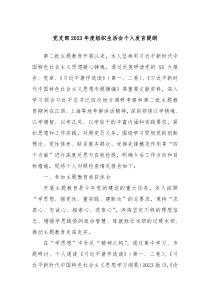 党支部20XX年度组织生活会个人发言提纲