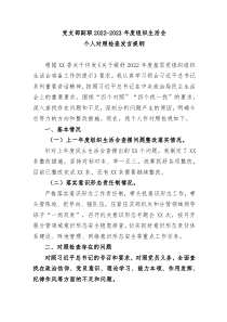 党支部副职20XX20XX年度组织生活会个人对照检查发言提纲