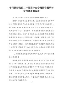学习贯彻党的二十届四中全会精神专题研讨发言高质量发展