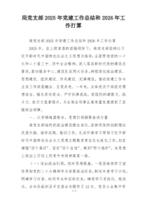 局党支部2025年党建工作总结和2026年工作打算