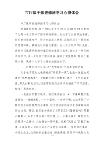 市厅级干部进修班学习心得体会