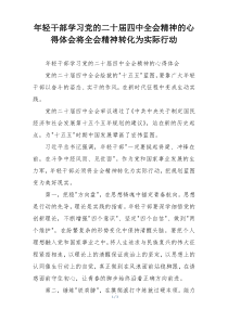 年轻干部学习党的二十届四中全会精神的心得体会将全会精神转化为实际行动