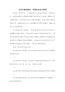 公司月度安委会环委会会议主持词
