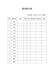 公司面试登记表word模板