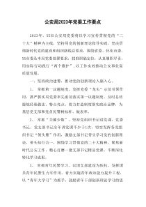 公安局20XX年党委工作要点