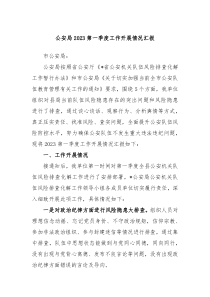 公安局20XX第一季度工作开展情况汇报