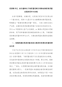 党委副书记执行董事关于高质量党建引领推动集团高质量发展的思考与实践