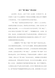 关于两个确立研讨发言