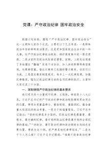 党课严守政治纪律固牢政治安全