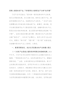 党课发展未来产业下好培育壮大新质生产力的先手棋