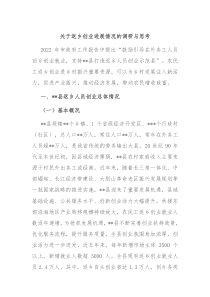 关于返乡创业进展情况的调研与思考