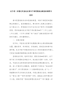 关于进一步强化市直机关青年干部思想政治建设的调研与思考