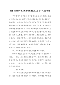 副县长20XX年度主题教育专题民主生活会个人发言提纲