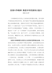 发扬斗争精神推进中华民族伟大复兴