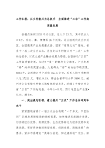 工作汇报以乡村振兴为总抓手全面推进三农工作高质量发展