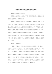 标准化规范化党支部建设汇报提纲