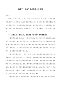 编制十四五规划推进会发言稿