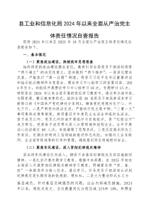 (参考)2024年以来全面从严治党主体责任情况自查报告（县工业和信息化局）