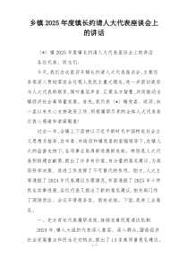 乡镇2025年度镇长约请人大代表座谈会上的讲话