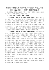 (参考)2025年及“十四五”时期工作总结和2026年及“十五五”时期工作要点（市生态环境局分局）