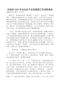 (参考)2025年度安全生产应急管理工作述职报告（市政府）