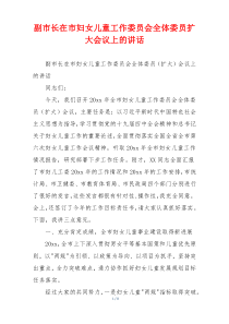 副市长在市妇女儿童工作委员会全体委员扩大会议上的讲话