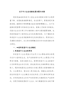 关于中小企业创新发展问题与对策