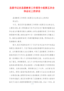 县委书记在县委教育工作领导小组第五次全体会议上的讲话