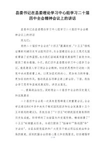县委书记在县委理论学习中心组学习二十届四中全会精神会议上的讲话