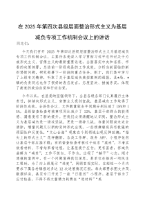 (参考)在2025年第四次县级层面整治形式主义为基层减负专项工作机制会议上的讲话