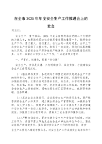 (参考)在全市2025年年度安全生产工作推进会上的发言