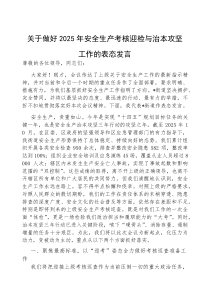 (参考)表态发言：做好2025年安全生产考核迎检与治本攻坚工作