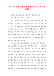 在2025年重点企业安全生产工作会议上的讲话