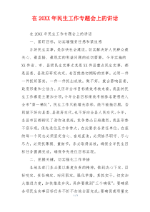 在20XX年民生工作专题会上的讲话