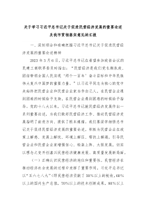 关于学习习近平总书记关于促进民营经济发展的重要论述及我市贯彻落实意见的汇报