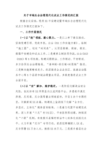 关于市域社会治理现代化试点工作情况的汇报