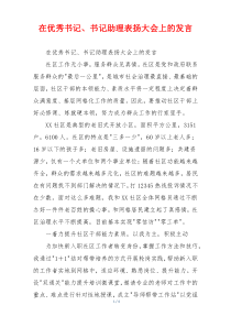 在优秀书记、书记助理表扬大会上的发言