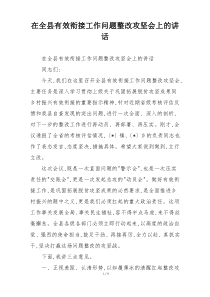 在全县有效衔接工作问题整改攻坚会上的讲话