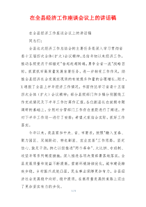 在全县经济工作座谈会议上的讲话稿