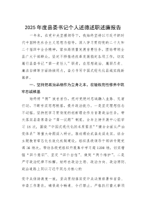 (材料)2025年度县委书记个人述德述职述廉报告