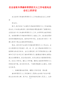 在全省秋冬季森林草原防灭火工作电视电话会议上的讲话
