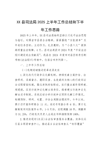 (材料)XX县司法局2025上半年工作总结和下半年工作思路