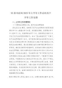 (材料)XX县司法局2025年上半年工作总结及下半年工作安排