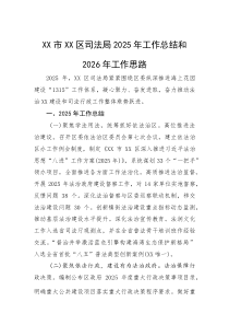 (材料)XX市XX区司法局2025年工作总结和2026年工作思路