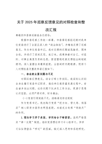 (材料)关于2025年巡察反馈意见的对照检查和整改汇报