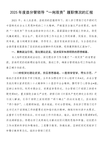 2025年度县分管领导“一岗双责”履职情况的汇报(参考)