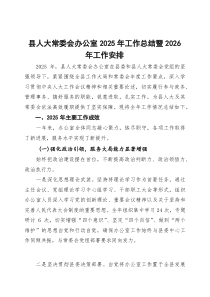 (材料)县人大常委会办公室2025年工作总结暨2026年工作安排