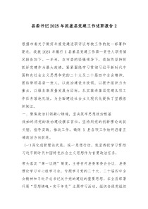 (材料)县委书记2025年抓基层党建工作述职报告2