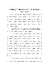 (材料)县政府办公室主任近三年个人工作总结（2023-2025）