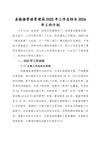 (材料)县数据资源管理局2025年工作总结及2026年工作计划
